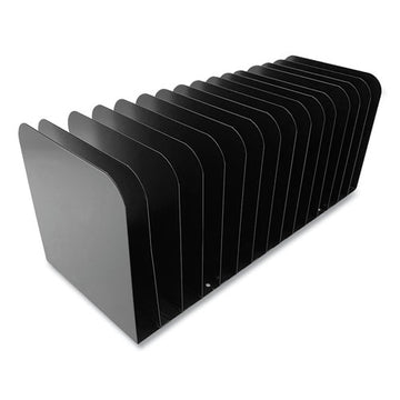 Huron Steel Vertical File Organizer, Flat, 15 Sections, Letter Size Files, 16 X 6.25 X 6.5, Black freeshipping - TVN Wholesale